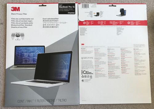 3M Black Privacy Filter Monitor Screen Protection 15" Apple MacBook Pro Anti - Picture 1 of 2