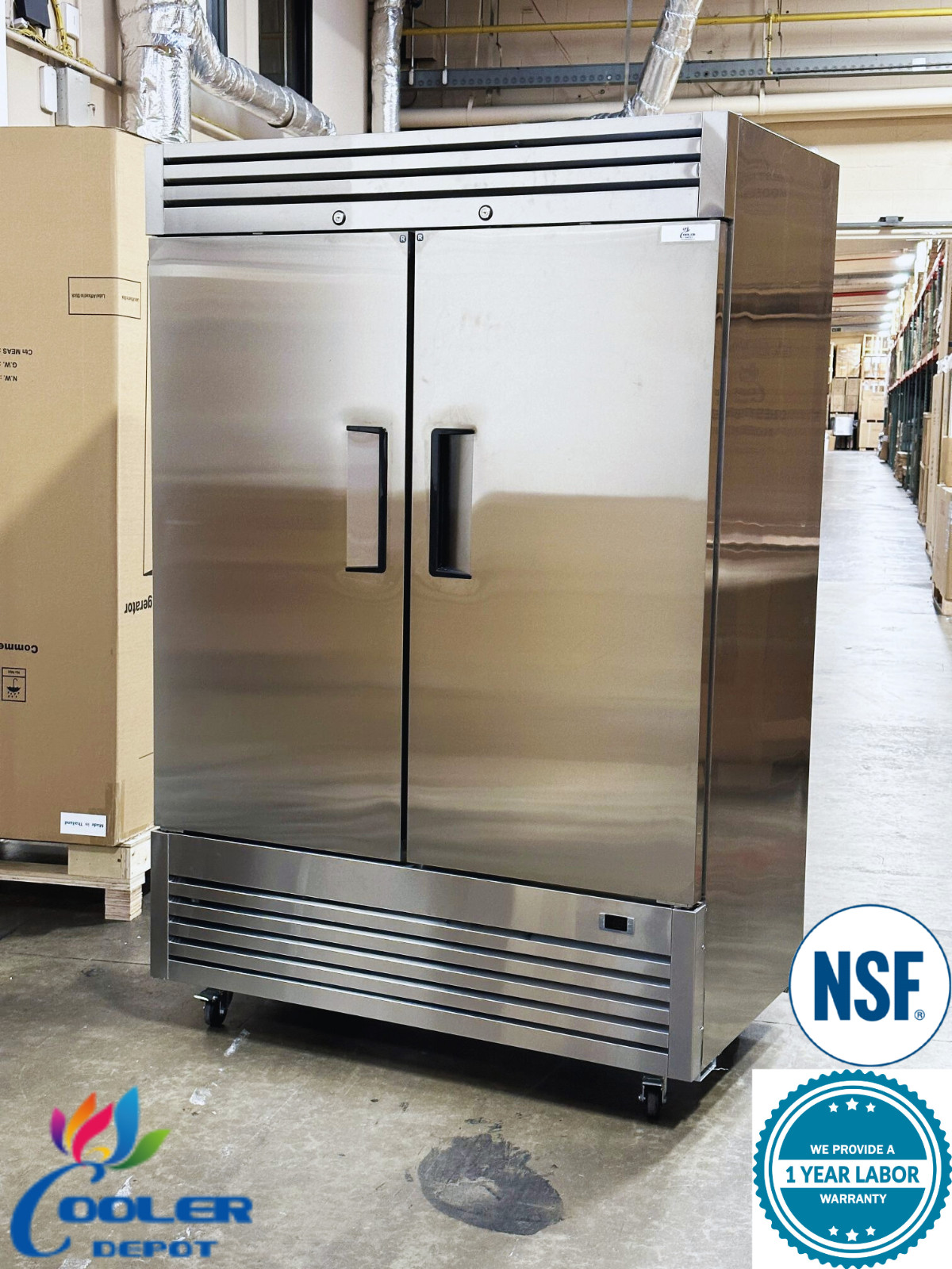 54" Premium Commercial Reach-In Refrigerator Two Door Stainl