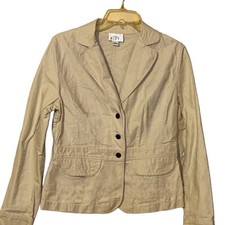 Ann Taylor Loft Beige / Cream Blazer Jacket 100 Cotton Sz 8