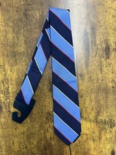 Brooks Brothers Navy and Light Blue with Stripes 100 Silk Boy's Necktie 44"