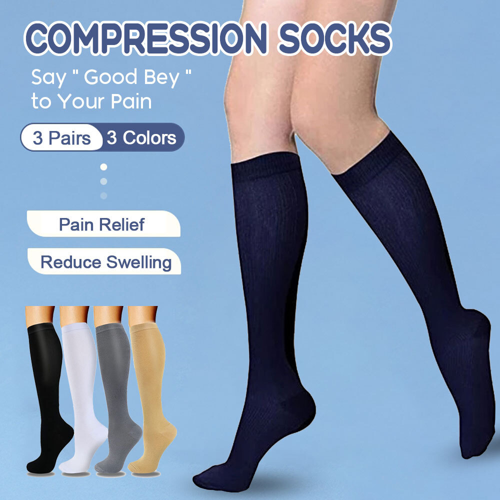 Compression Socks Women Men 15-20 mmHg Knee High Stockings Medical Edema Running-image