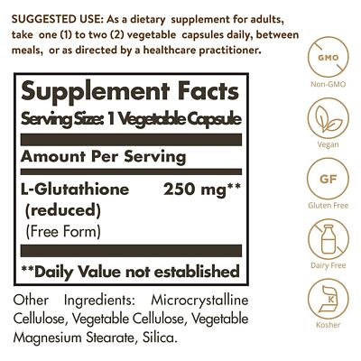 glutathione 250 mg solgar L-Glutathione 250Mg 30 Caps Reduced L-Glutathione 250 mg Vegetable