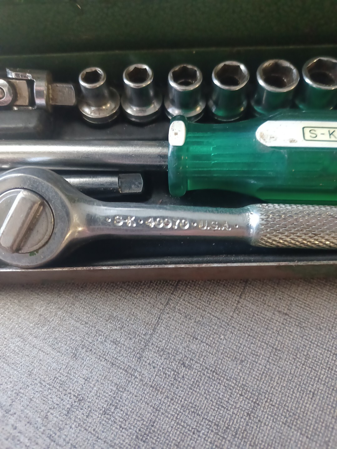 2 SK Tool Sets SK 1/4" dr. SAE Metric Socket Sets USA Both Partial