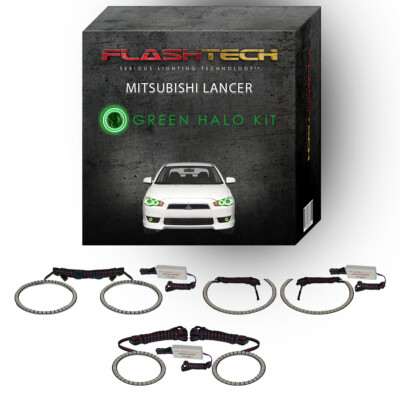 Green Angel Eye LED Halo kit for 08-16 Mitsubishi Lancer Headlight & Fog Lights
