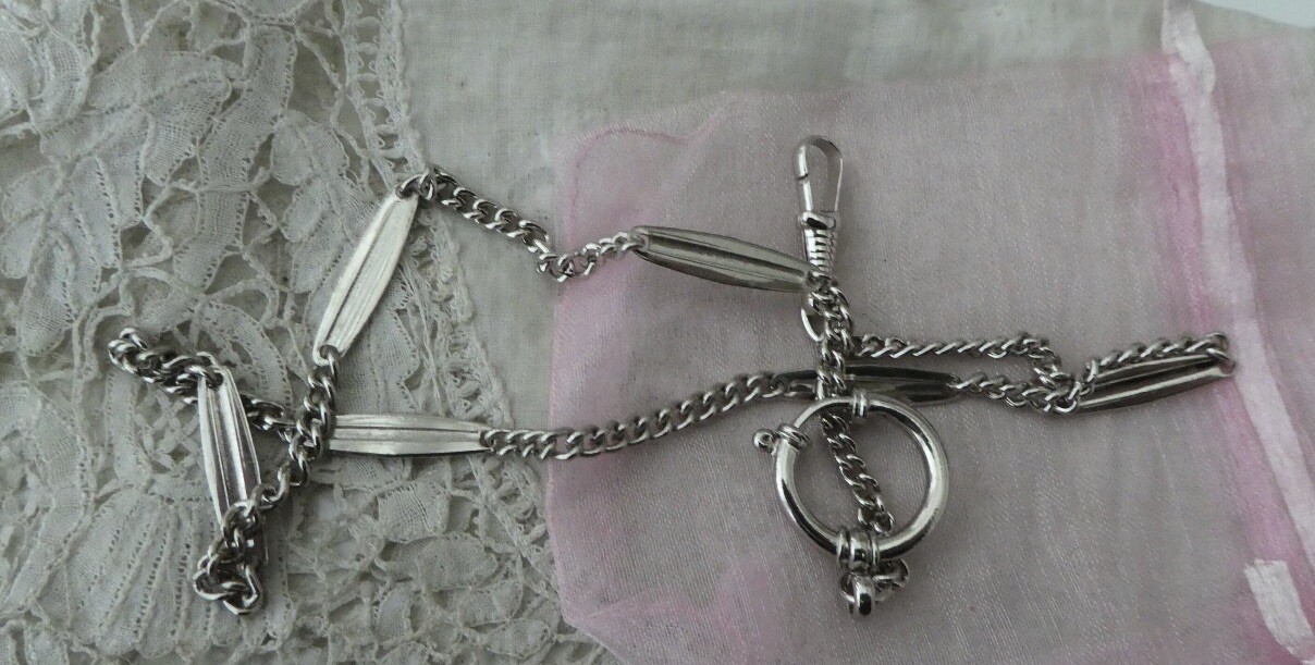 Art Deco Silvertone 6 Split Bar Rectangle Station… - image 6