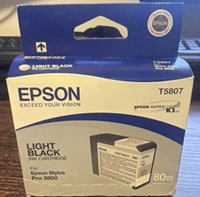 2017 GENUINE EPSON T5807 LIGHT BLACK INK STYLUS PRO 3800 3880 80ml FACTORY SEAL