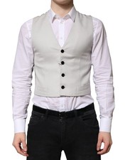 Dolce & Gabbana Gray Wool Dress Formal Men Waistcoat Men's Vest