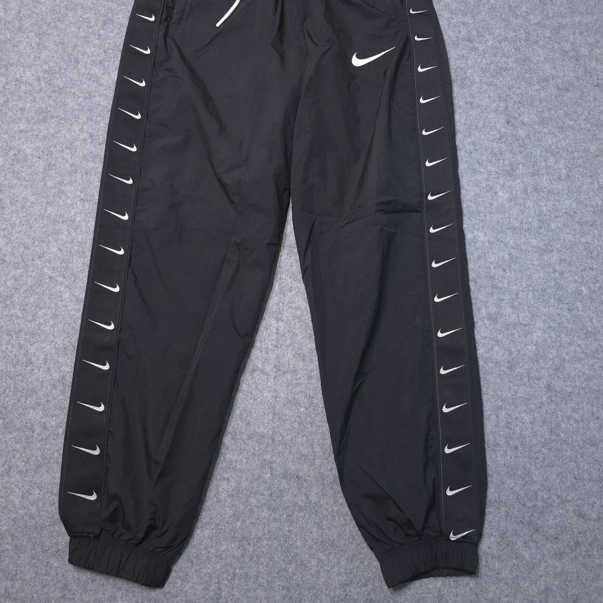 NIKE nike Swoosh Woven Pant サイドライン Nike Pants Mens Medium Black Woven Track Swoosh Side Stripe