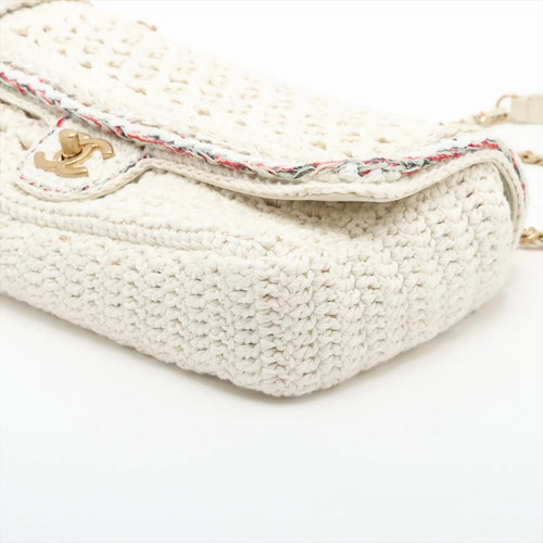 Borsa Chanel Coco Mark maglia x pelle patta singola doppia catena metallo oro bianco fi - Foto 3 di 9