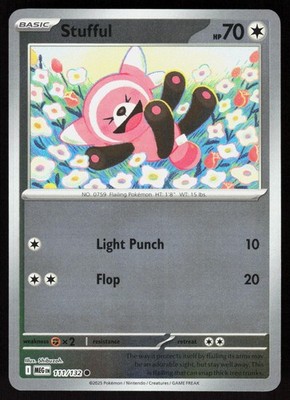 Stufful 111/132 Common Mega Evolution Pokemon Reverse Holo Near Mint