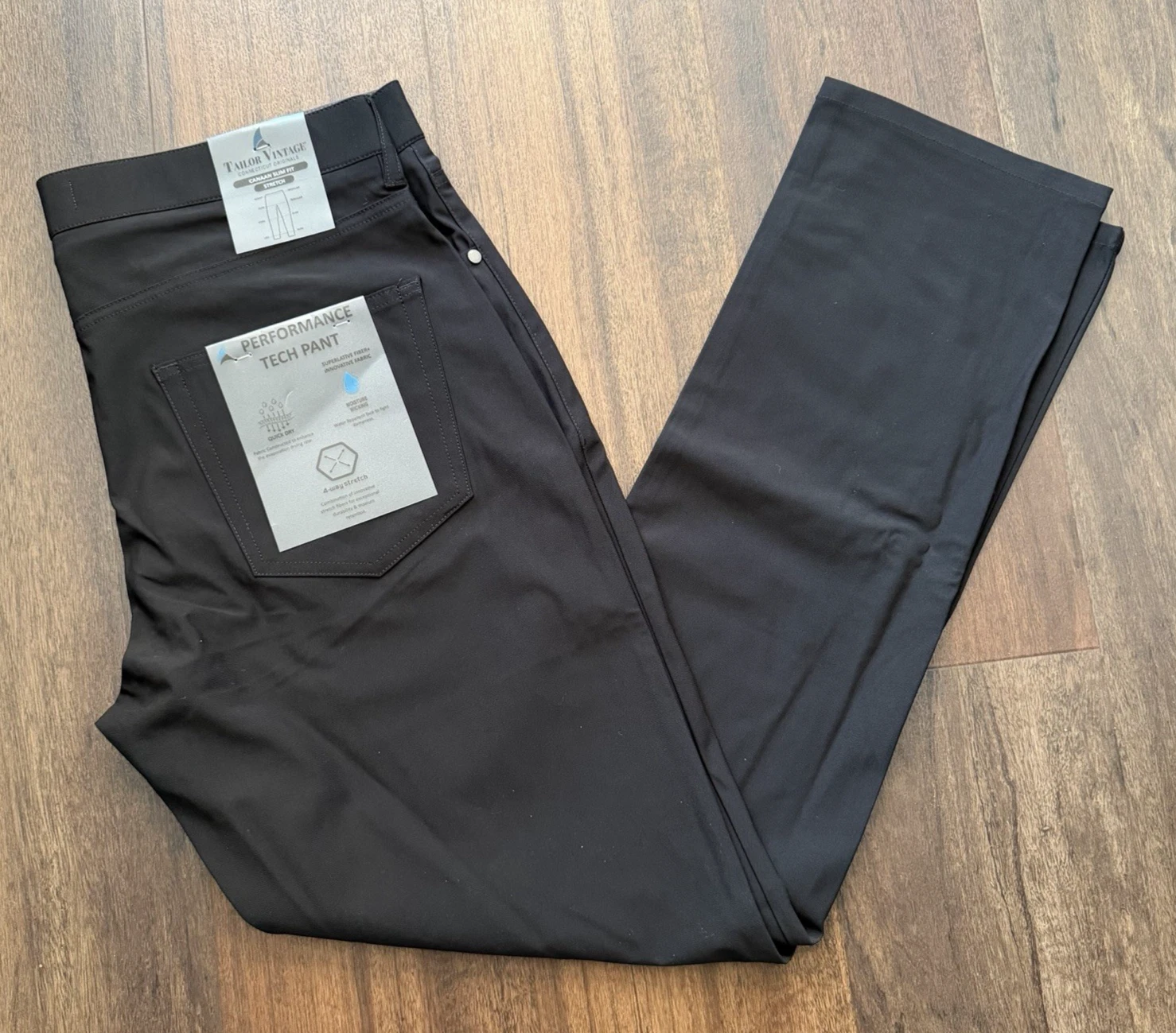 Tailor Vintage NWT Men's 36x32 Performance Tech Pants Black New Canaan Slim WB