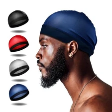 4 Pcs Silk Wave Cap Compression Over Silky Durag Stocking Wave Caps for Men