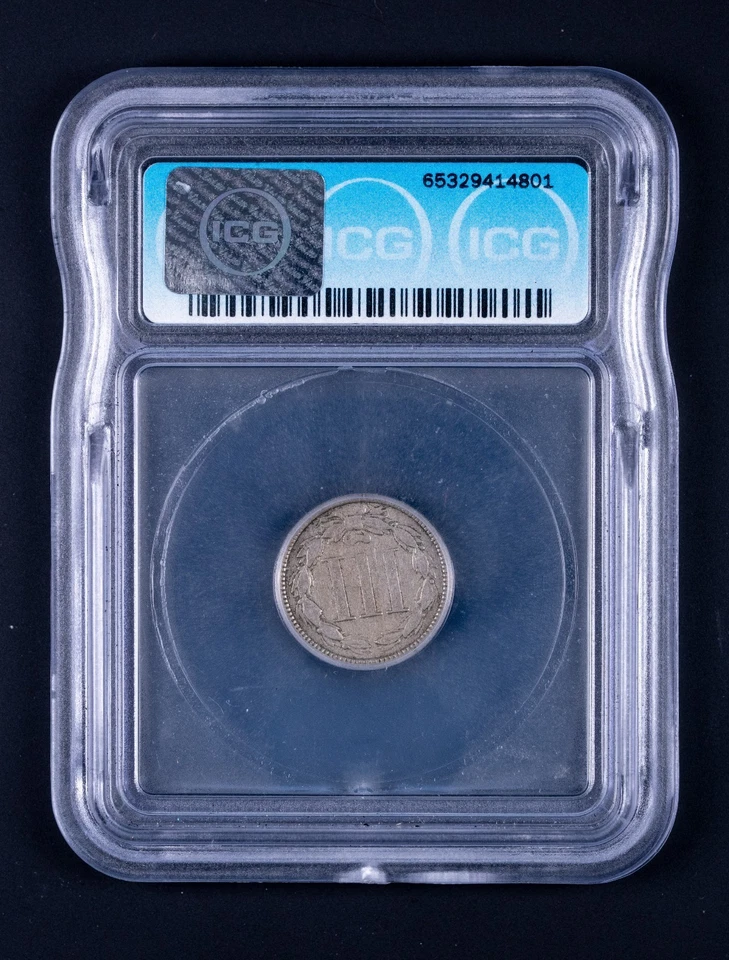 1873 Three Cent Nickel 3CN ICG VF30 Closed 3 WB801 - Image 2 of 2