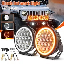 Pair 9" inch 150W LED Work Lights Amber DRL Spot Beam Offroad Driving Fog Lamp