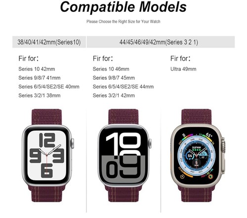 Nylon Loop Uhrenarmband für Apple Watch 39-42mm - Smart Armband Burgund - Bild 3 von 4