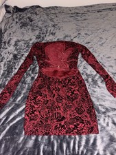 Red Black Butterfly Pattern Cut Out Bodycon Mini Dress Long Sleeve Sweetheart