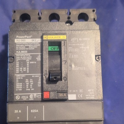 Square D PowerPact HJ HJL36035 Circuit Breaker 35A 600VAC 3-Pole AC