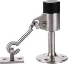 Stainless Steel Door Stopper with Hook, Heavy Duty Doorstop with Scews - Wall Mo
