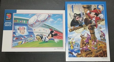 OOP Lot Of 2 Tenyo Disney Mickey Mouse 1000 Pc Jigsaw Puzzles RARE Complete