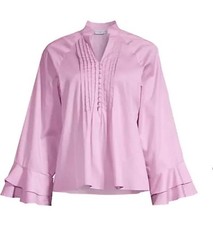 Harshman Women’s Nagisa Popover Orchid Lilac Blouse Size Large Bell Sleeves
