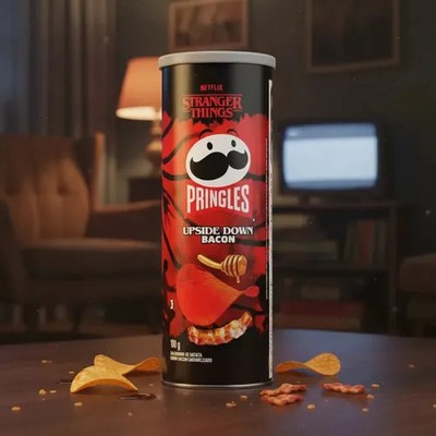 PRINGLES x STRANGER THINGS - UPSIDE DOWN BACON - 100G - LIMITED POTATOE CHIPS