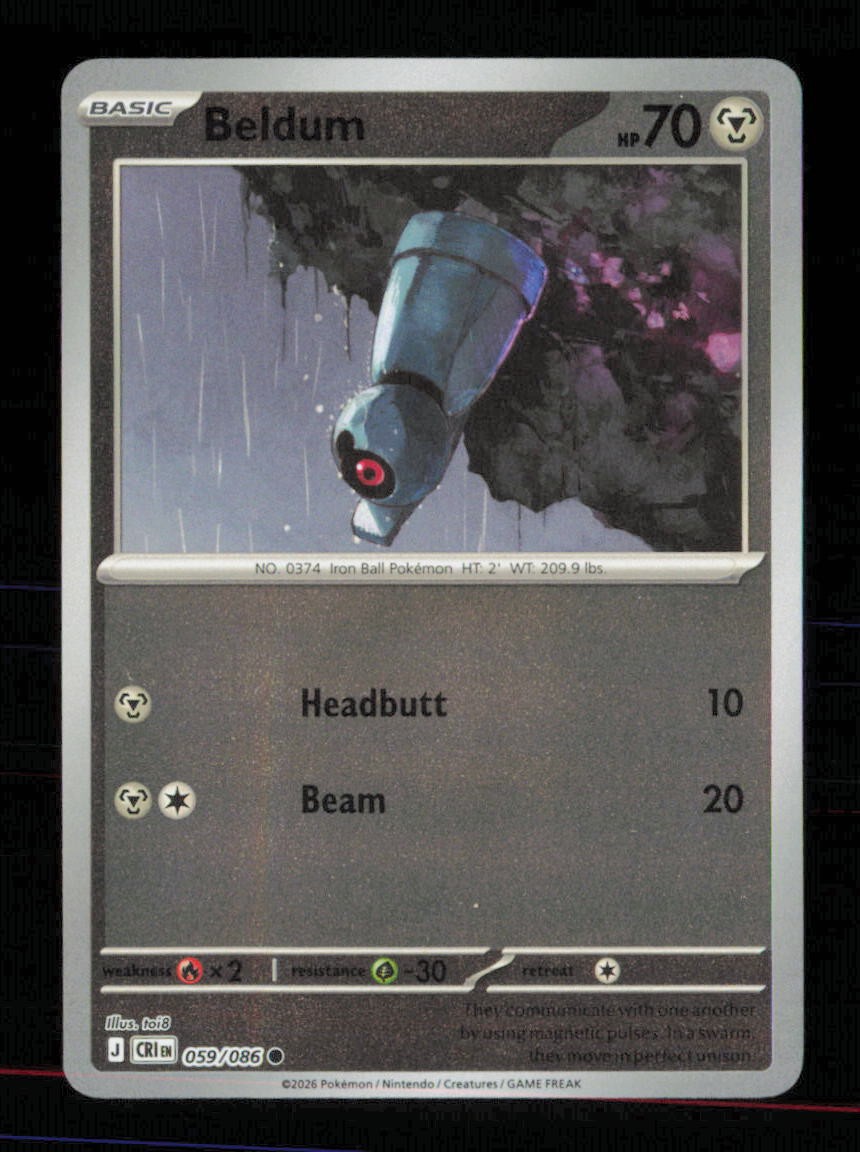 Beldum 059/086 Common Chaos Rising Pokemon Reverse Holo Near Mint