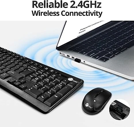 SIIG KM JK-WR0T12-S1 Standard Wireless Keyboard 3 Button Wireless Mouse - Black - Image 2 of 4