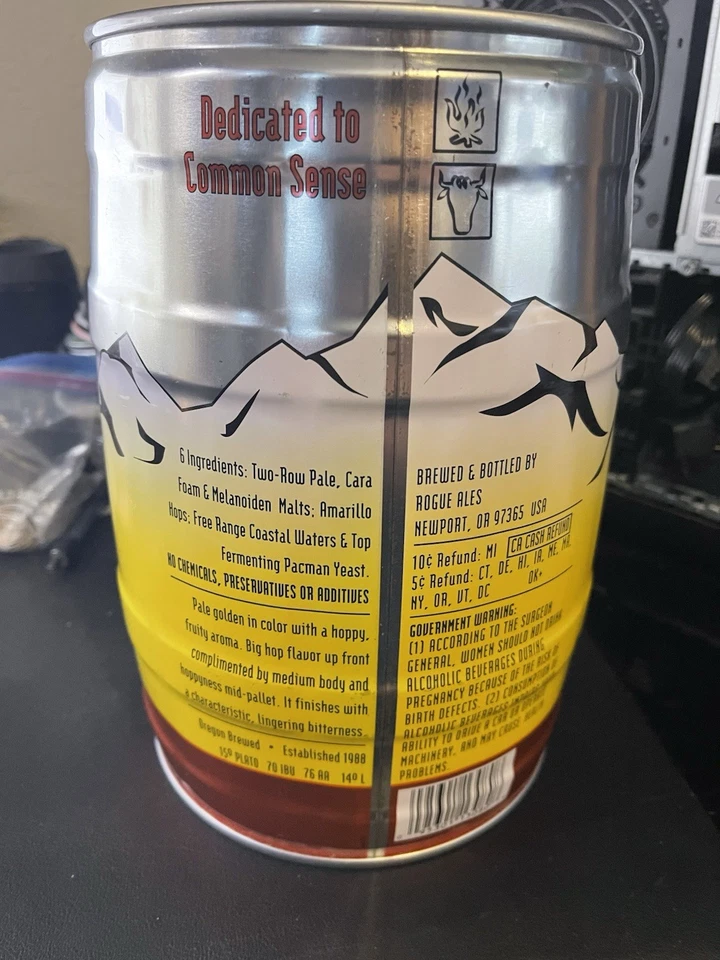 Rogue Ales Yellow Snow IPA Mini Keg Empty. NEW! never used. Collectible - Image 3 of 3