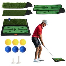 Golf Hitting Mat, 4 PCS Dual Turf Golf Practice Mat for Indoor Outdoor Swing ...