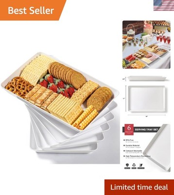 Elegant 6 Pack White Serving Trays - 16 x11  for Parties & Gatherings