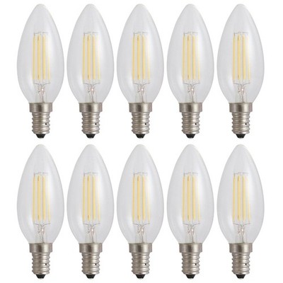 10 x LED Filament Leuchtmittel Kerzen 4W E14 klar 340lm extra warmweiß 1800K