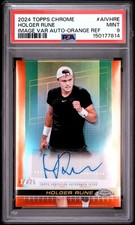 2024 Topps Chrome Tennis Holger Rune Orange Refractor Auto #17/25 PSA 9
