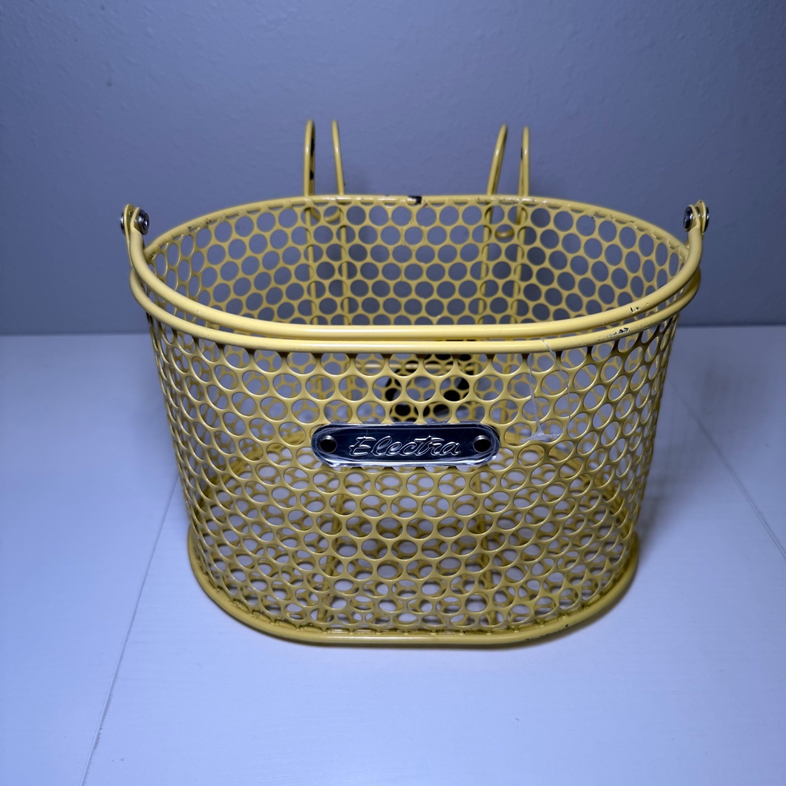 Basket, Yellow Metal Sturdy Bike Basket