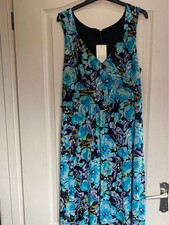 BNWT size 16 blue multi maxi dress from peacocks crossover bodice
