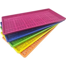 SUNPACK 10” x 20” Mesh Plastic Seeding Tray, Assorted Colors, 1" (Pack of 5)