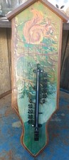Wand-Thermometer Holz Handbemalt Eichhörnche...