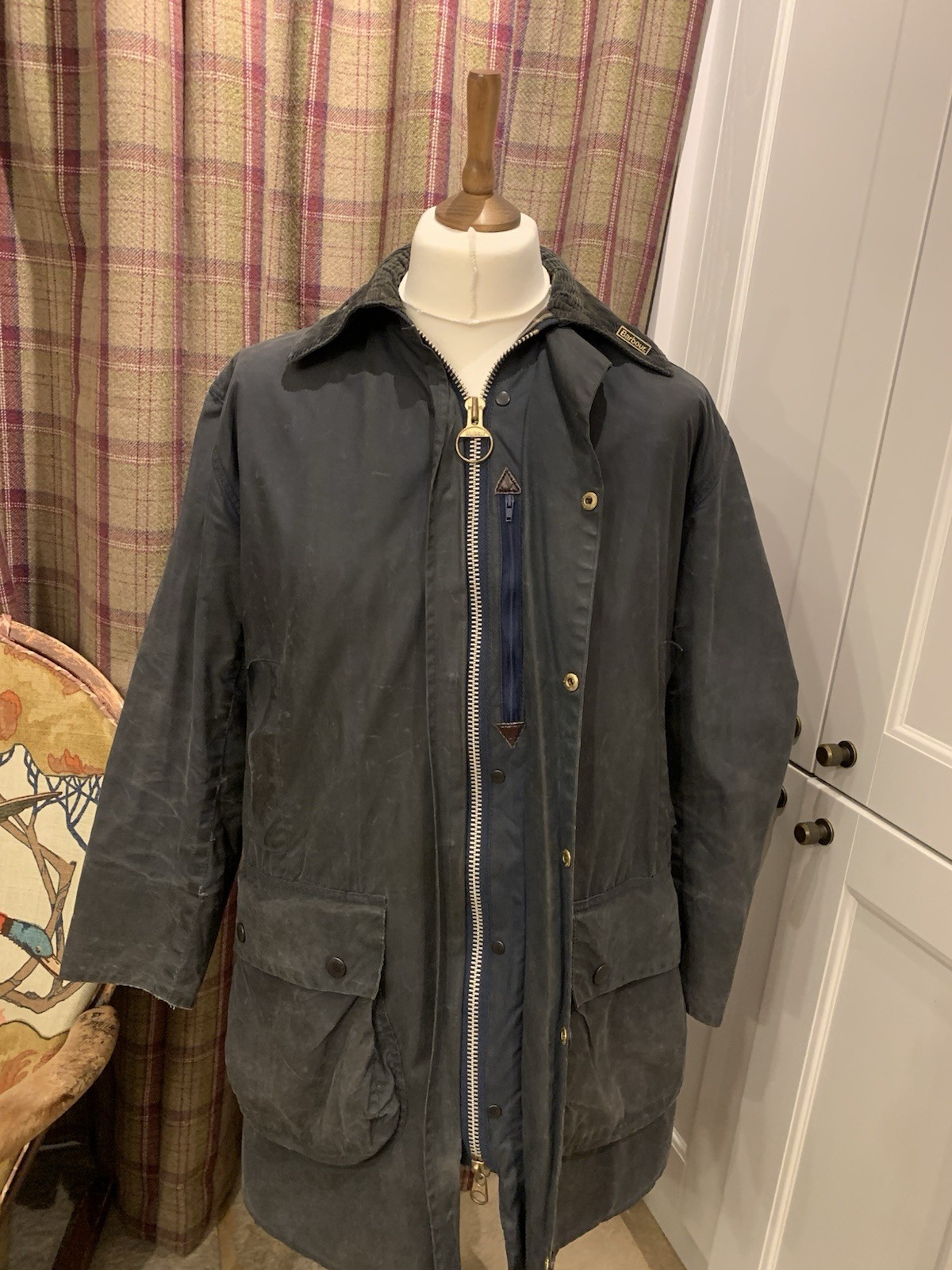 Barbour Waxed Jacket, A205 Border, C38/97cm, Navy, Men’s. image 3