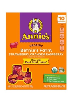   New Annie s Organic Bernie s Farm Strawberry Orange Raspberry Real Juice 7oz