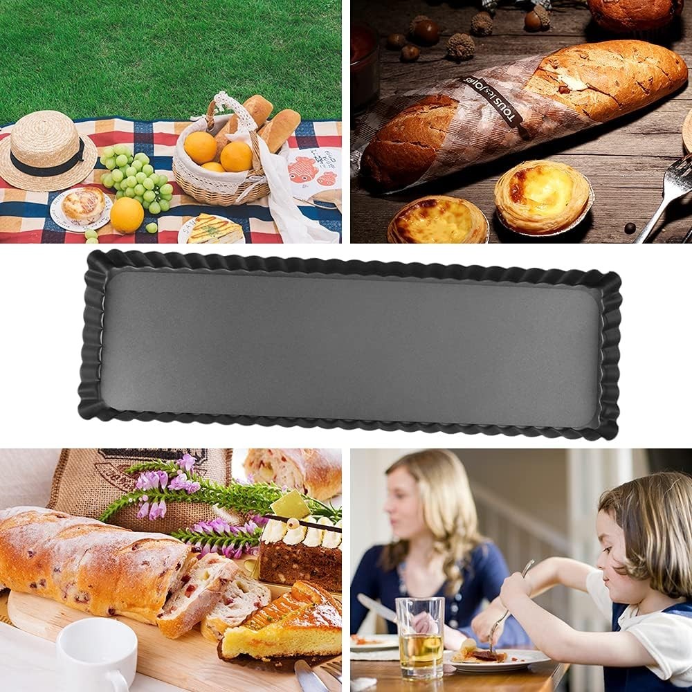 Rectangular Tart Pan 14 Inch Nonstick Quiche Pie Pan with Removable Bottom Ta...