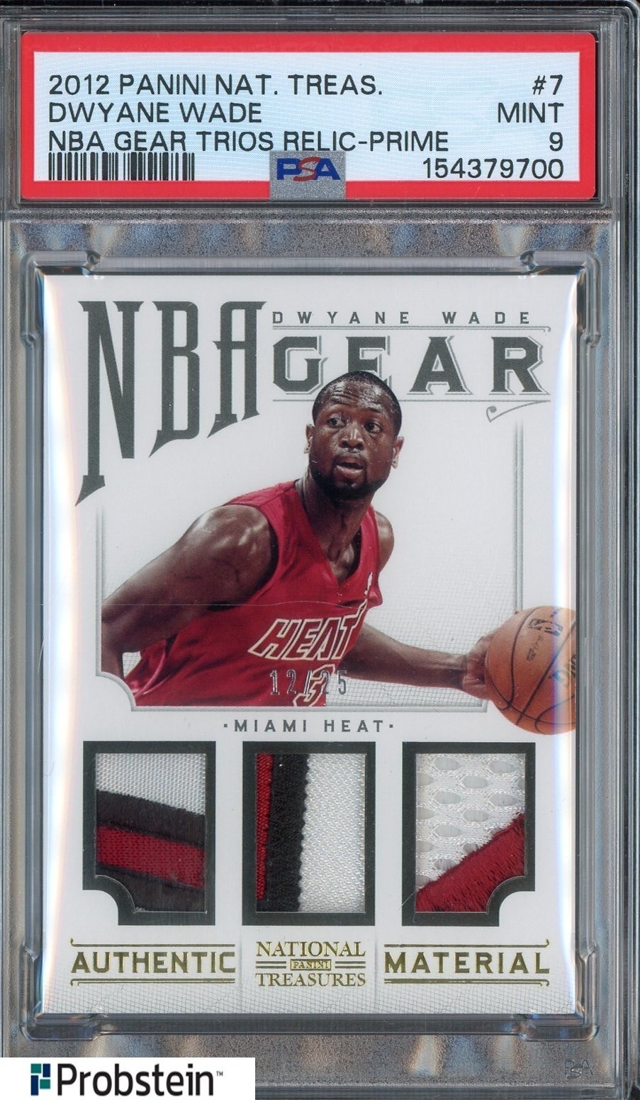 2012-13 National Treasures Prime Dwyane Wade HOF Game-Worn Patches /15 PSA 9