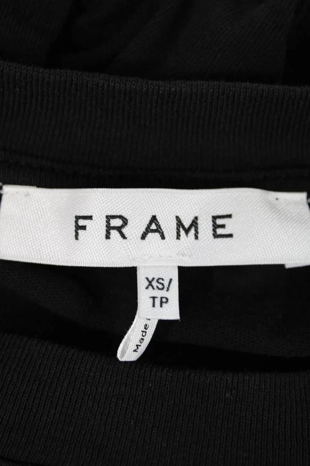 Blusa negra con montura cuello redondo mangas largas cintura ceñida talla XS Foto 4 de 4