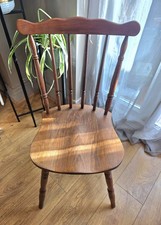 Windsor Style Dining Chair Retro Dark Solid Wooden Spindle Back Kitchen Country