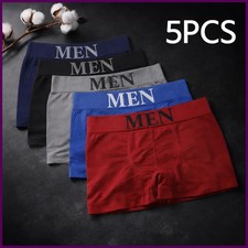 5 Pcs Men  s Boxer Briefs High Elastic Breathable Underwear Soft Cotton
