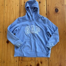 GAP Kids Blue Logo Hoodie Youth Large L 10-12 Pullover Sweatshirt Spellout