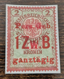 Austria c 1915 Hungary WWI 2 Kronen 1Zw.B. ovp. RARE revenue stamp RR!!