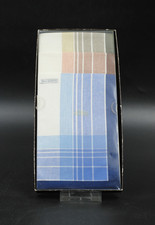 3x alte Stoff Taschent&uuml;cher aus Baumwolle blau / gr&uuml;n / braun in OVP