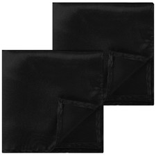 2 PCS Black Pocket Squares Men Solid Satin Handkerchief 8.6x8.6 Inch Suit Gift