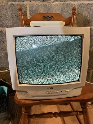 Vintage JVC 13'' C-13911 Retro Gaming Color CRT TV White 1998 With Remote Working
