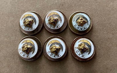 Vintage D.O.K.K. Dramatic Order Knights of Khorassan Screw Back Pins Gold 6pcs