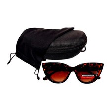 Ladies Cat Eye Sunglasses W/Tortoise Shell Frame And Amber Polycarbonate Lenses.